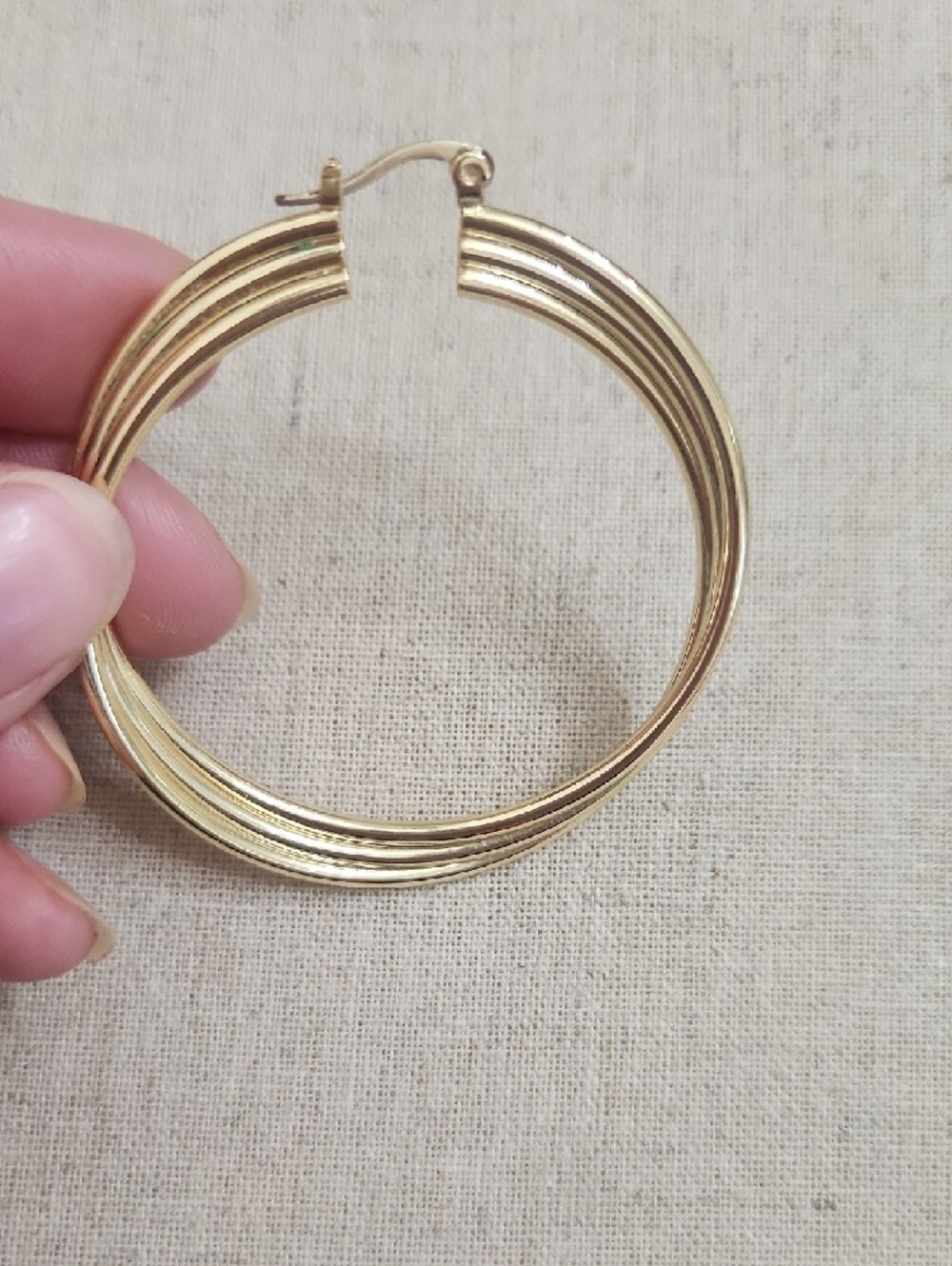 Goldtone Multi-Band Hoop Earrings - Picture 2 of 3
